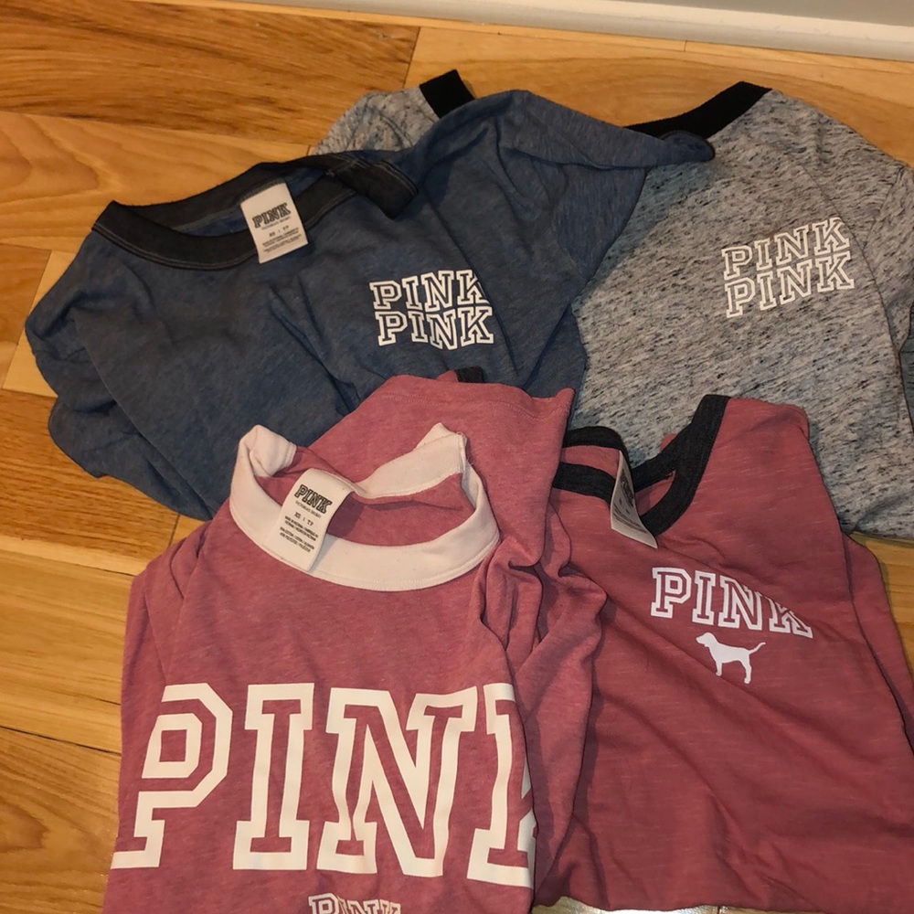 four PINK ring tees